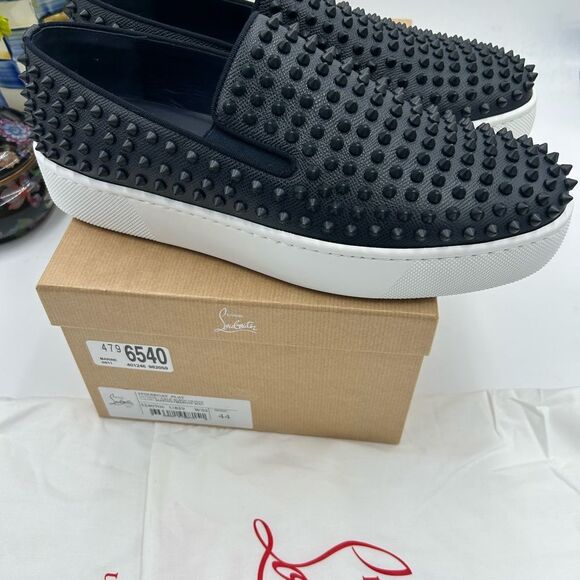 Men's Christian Louboutin spike boat flat sneaker size 44 made in Italy - Picture 11 of 11